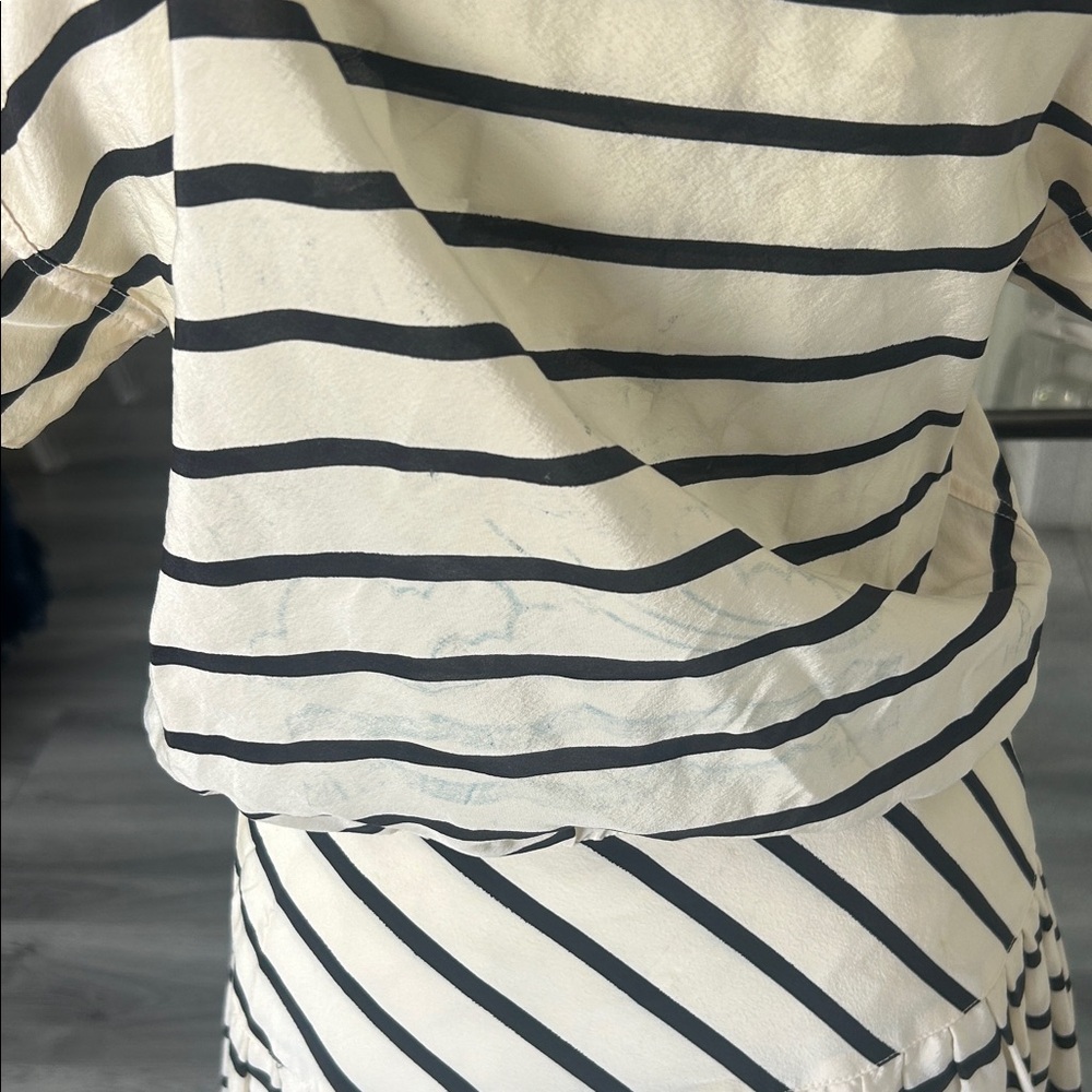 VINTAGE CHANEL SILK Striped Black and White Women's Dress - Picture 9 of 16